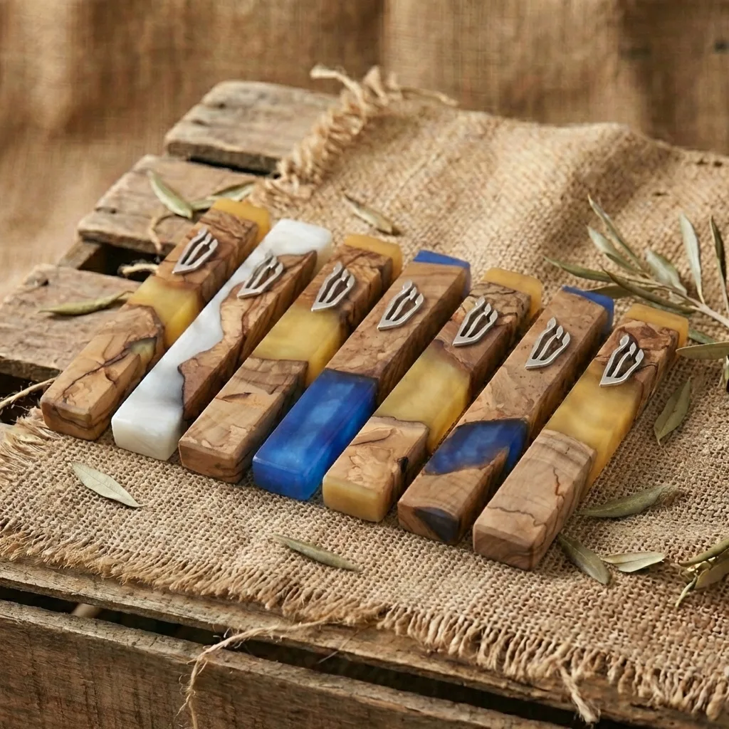 בתי מזוזה יודאיקה מעץ ושילוב איפוקסי בעיצובים שונים בתי מזוזה יודאיקה מעץ ושילוב איפוקסי בעיצובים שונים